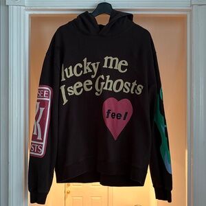 Lucky Me I See Ghosts Graphic Hoodie with Pink Heart
